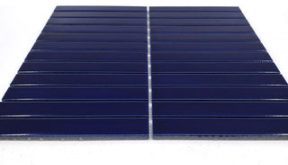 Gio Cobalt Blue Glossy 1" X 6" Stacked Linear Porcelain Mosaic Tile, 55 Sheets