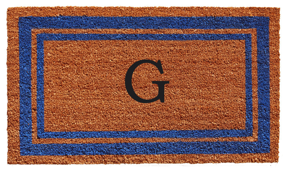Blue Border 18"x30" Monogram Doormat, Letter G