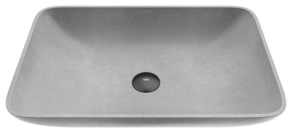 VIGO Lorca 22"L x 15"W x 5"H Concreto Stone Rectangular Bathroom Vessel Sink