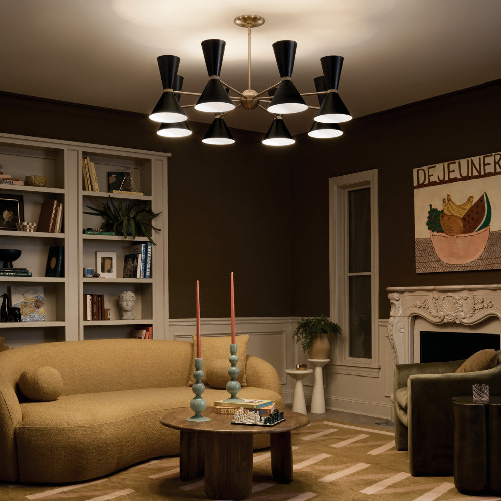 Phix 16 Light Chandelier 1 Tier Large, Champagne Bronze and Black