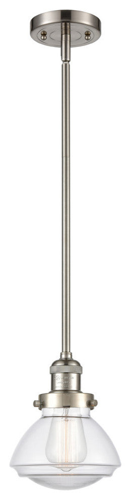 Olean 1-Light Mini Pendant, Brushed Satin Nickel, Clear