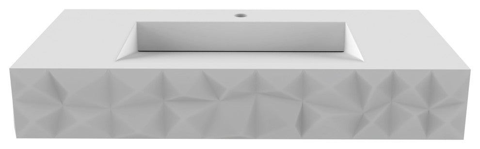 CastelloUSA Knightsbrook Floating Wall Mounted Bathroom Sink, White, 36"