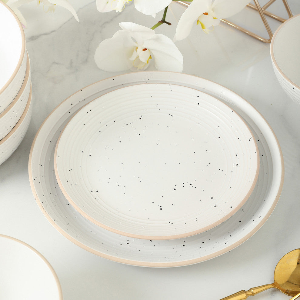Stone Lain Lauren Stoneware 32 Piece Dinnerware Set, Off White