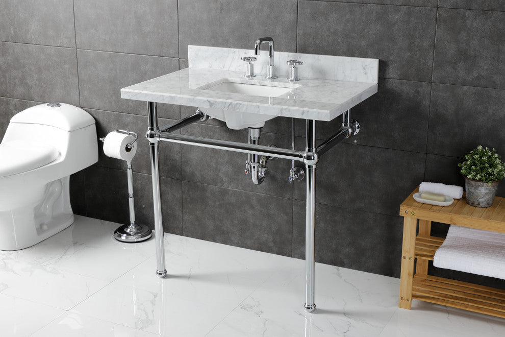 KVBH3622M8SQ1 36" Console Sink with Brass Legs (8-Inch, 3 Hole)
