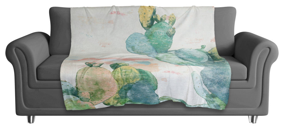 Funky Cactus Print 50x60 Coral Fleece Blanket