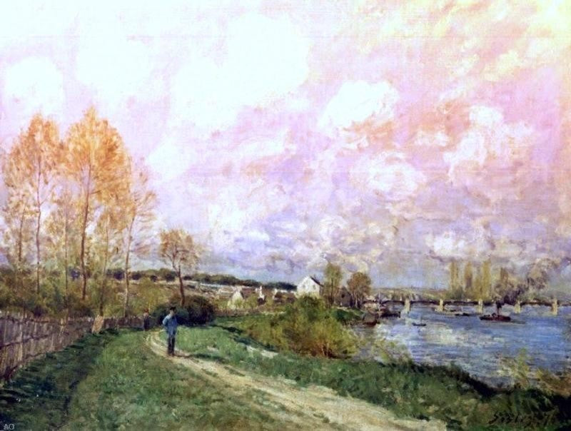 Alfred Sisley Summer at Bougival, Gallery Wrapped Canvas Print, 21"x28"