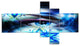 Woman Eye with Fractal Flowers, Floral Art Canvas Print, 60"x32", 5 panels