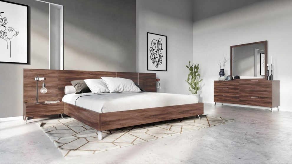 Nova Domus Brooklyn Italian Modern Walnut Bed, Queen