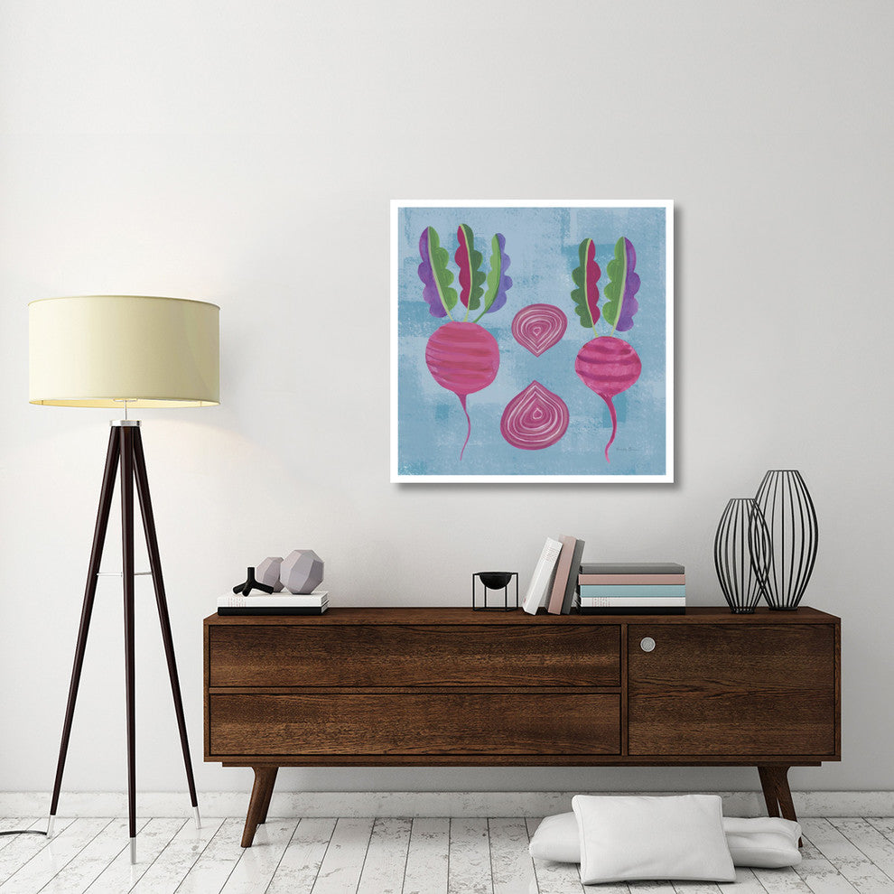 "Veggie Time IV Blue" Digital Paper Print by Farida Zaman, 38"x38"
