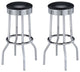 Set of 2 Upholstered Top Bar Stools, Black