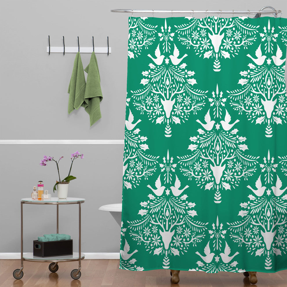 Deny Designs Jacqueline Maldonado Christmas Paper Cutting Green Shower Curtain