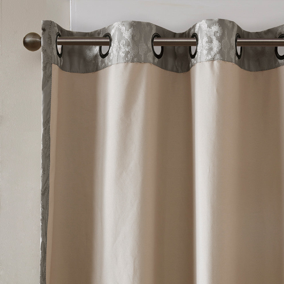 SunSmart Mirage Knitted Jacquard Damask Total Blackout Grommet Top Curtain Panel