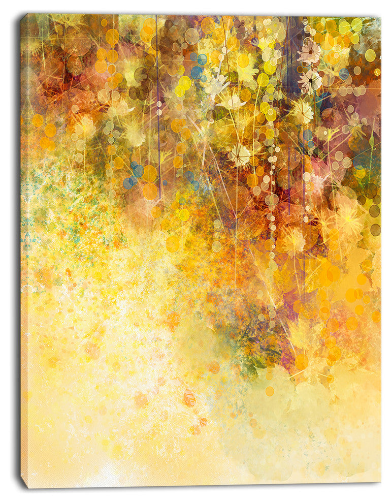 White Flowers and Soft Color Leaves, Floral Canvas Art Print, 28"x60"