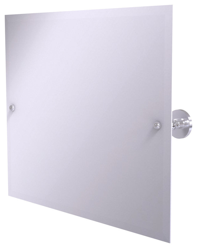 Frameless Landscape Beveled Edge Tilt Mirror, Satin Chrome
