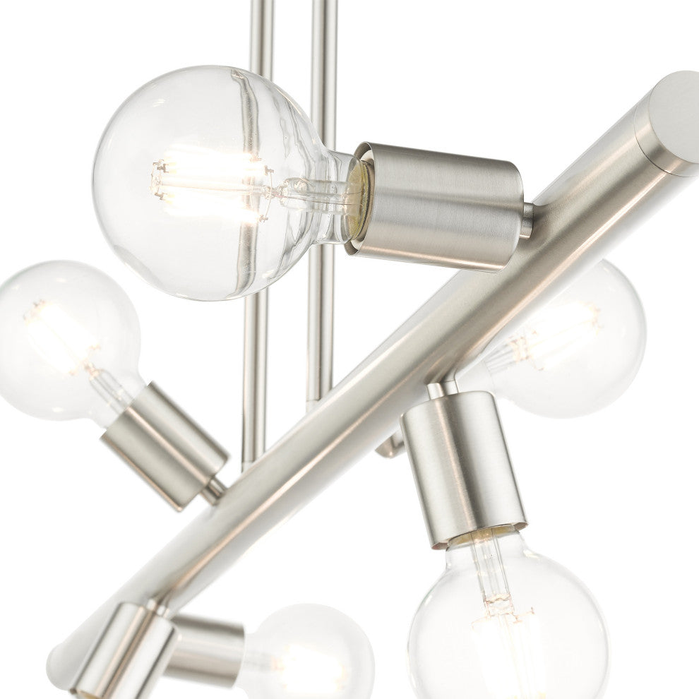 Brushed Nickel Modern, Urban, Scandinavian, Linear Chandelier