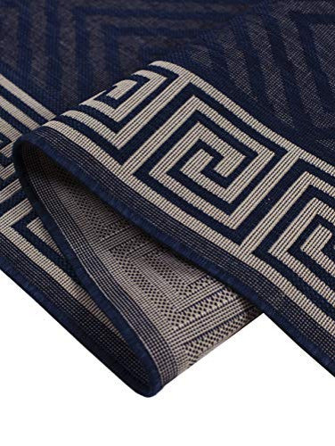 Outdoor Collection Geometric Area Rug - UV Safe Rug, Black, 5'3"x7'6"