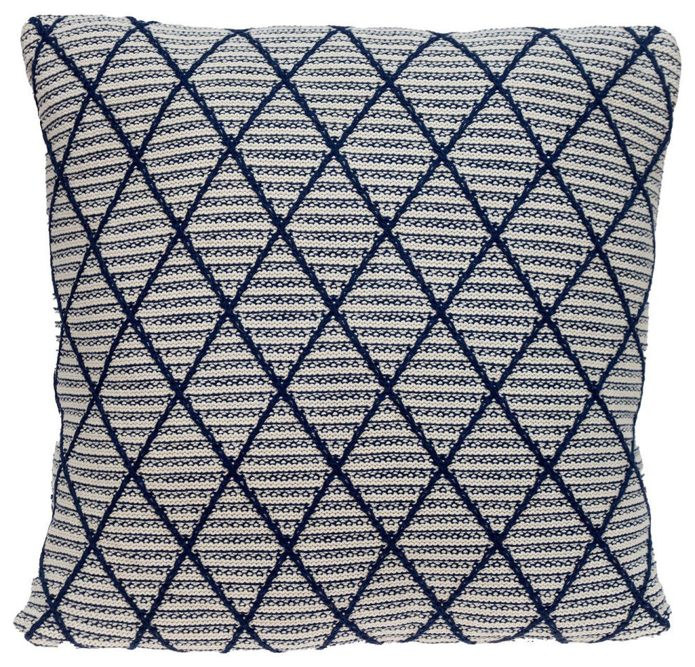 Parkland Collection Grove Transitional Blue Argyle Throw Pillow