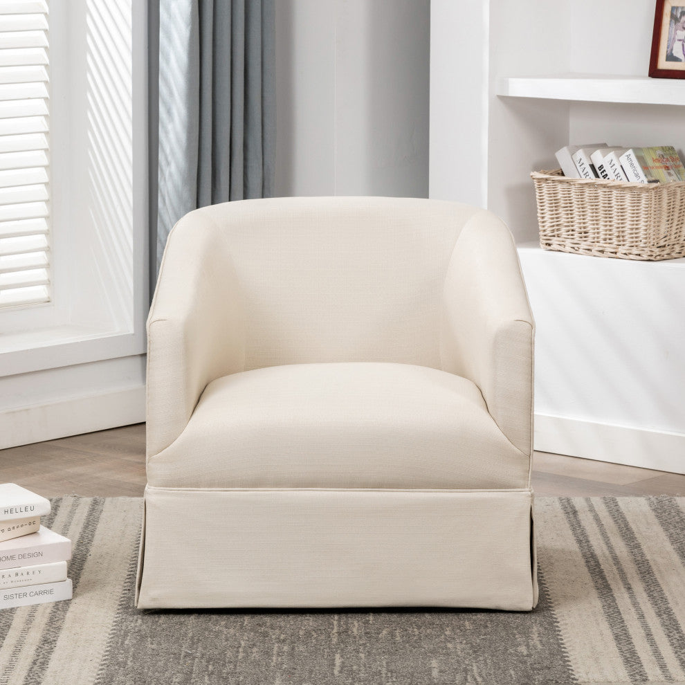 Elm Skirted Swivel Chair, Linen