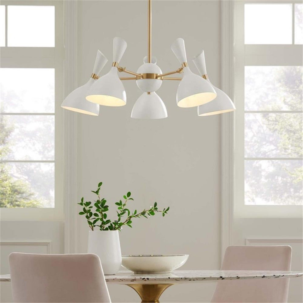 Declare 5-Light 6" Arm Pendant White -5310