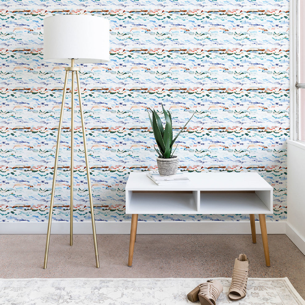 Deny Designs CayenaBlanca Beach Waves Wallpaper, Blue, 2'x4'