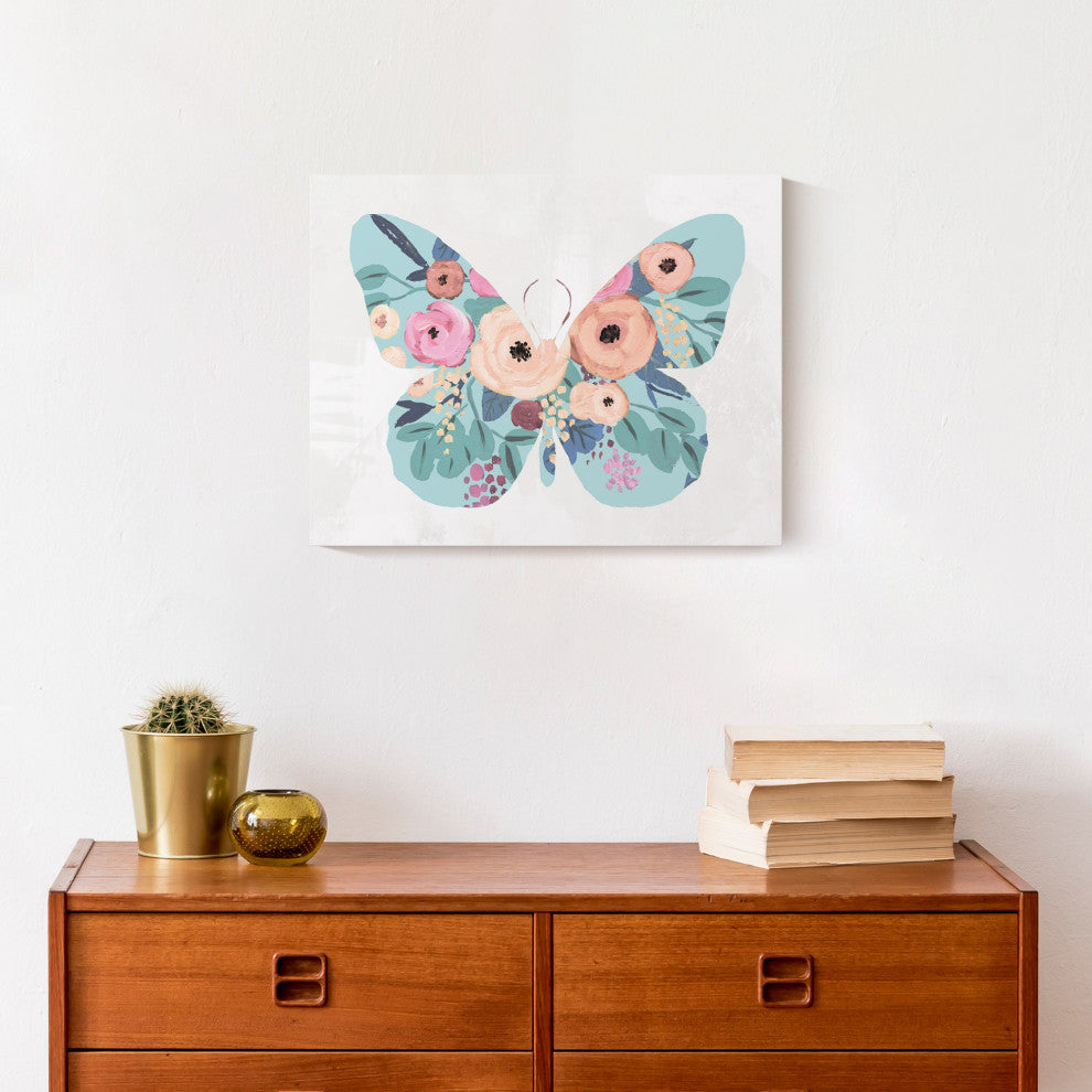 Floral Butterfly 14x11 Canvas Wall Art