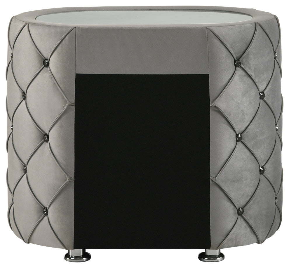 ACME Perine Nightstand, Gray Velvet