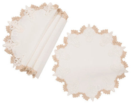 Anais Elegant Lace Embroidered Cutwork 16-Inch Placemats-Set of 4
