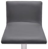 Adjustable Grey Faux Leather Walnut and Stainless Swivel Bar Stool