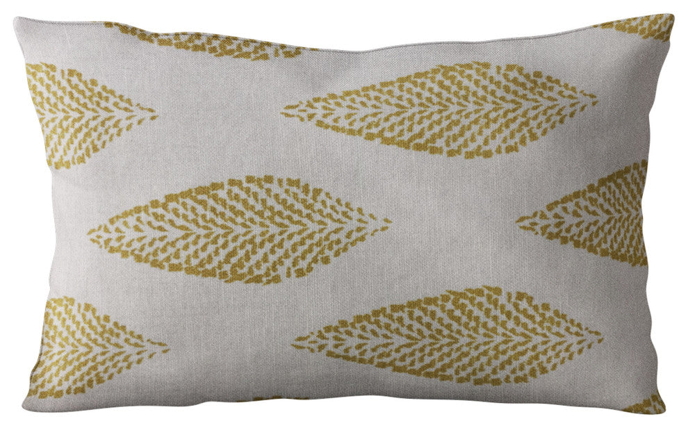 Plutus Green Beige Large Leafs Floral Luxury Throw Pillow, 20"x26"