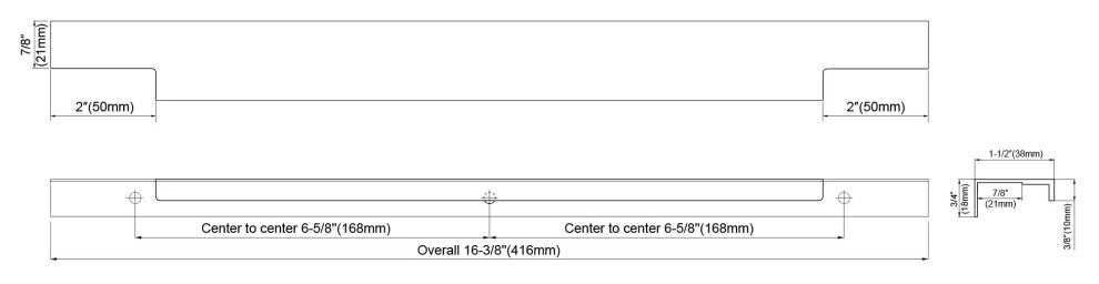 Dowell Series 3063 Handles, 16.4", 6.625" CTC, Silver, 3-Pack
