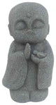 14" Gray Praying Monk With Bird Indoor Outdoor Statue