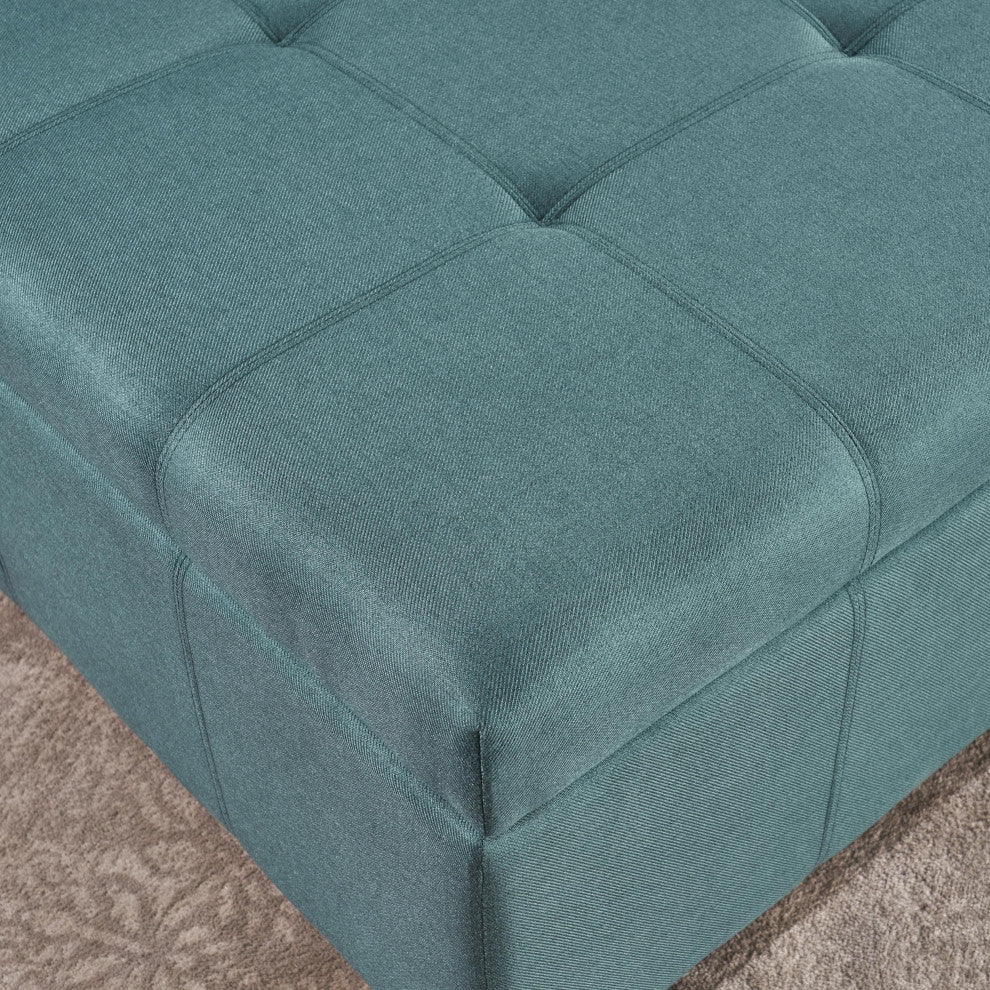 GDF Studio Carlyle Fabric Storage Ottoman, Dark Teal Fabric