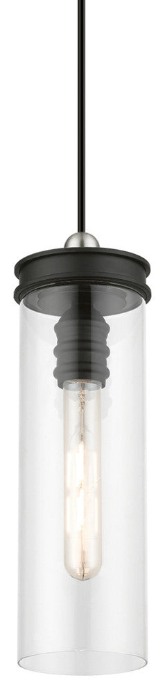 Devoe 1 Light Black With Brushed Nickel Accent Mini Pendant