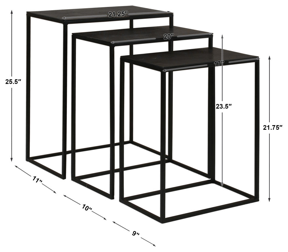 Coreene Nesting Tables, Black, Set of 3