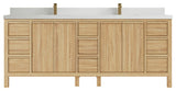 Elizabeth 84 Double Sink Bath Vanity in Light Natural Teak 2" White Quartz