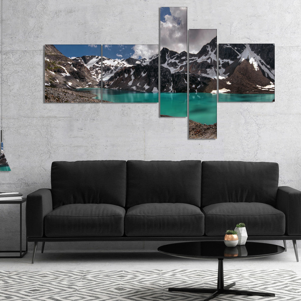 Distant Mountains and Mountain Lake, Landscape Canvas Print, 60"x32", 5 panels