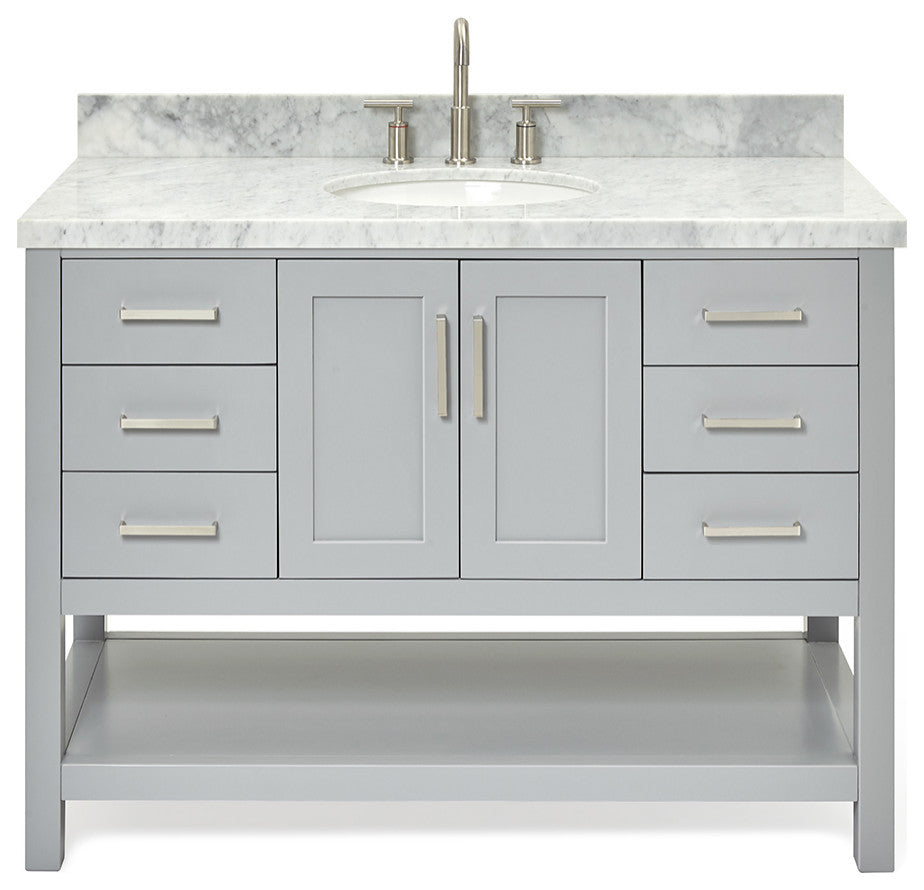 Ariel Magnolia 49" Oval Sink Bath Vanity Carrara Marble Gray