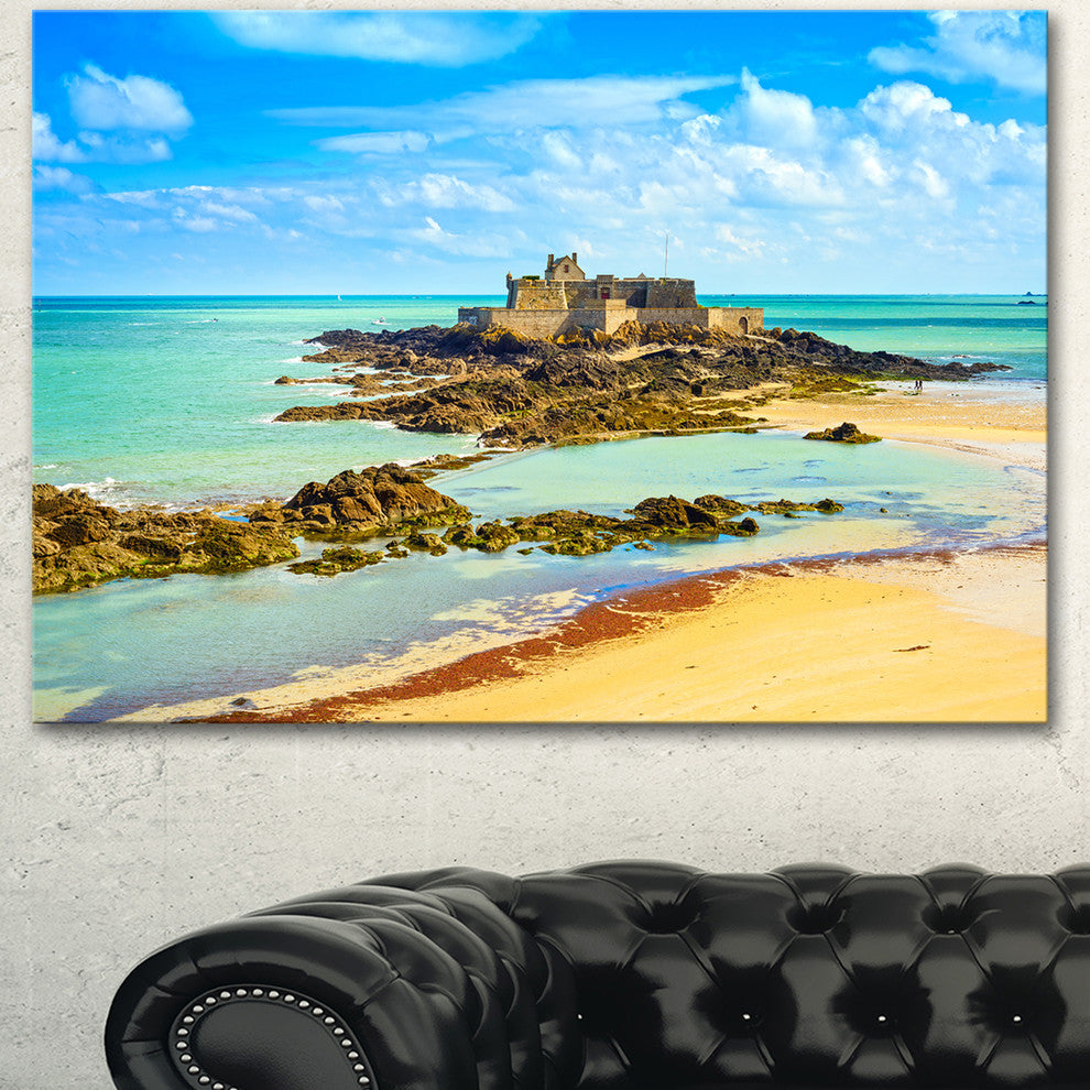 Saint Malo Fort National Beach, Seascape Canvas Art Print, 40"x30"