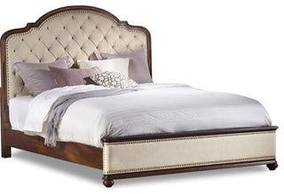 Hooker Furniture Leesburg Solid Wood Tufted Queen Headboard - Alabaster/Mahogany