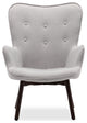 Tufted Upholstered Lounge Chair With Ottoman, Light Gray
