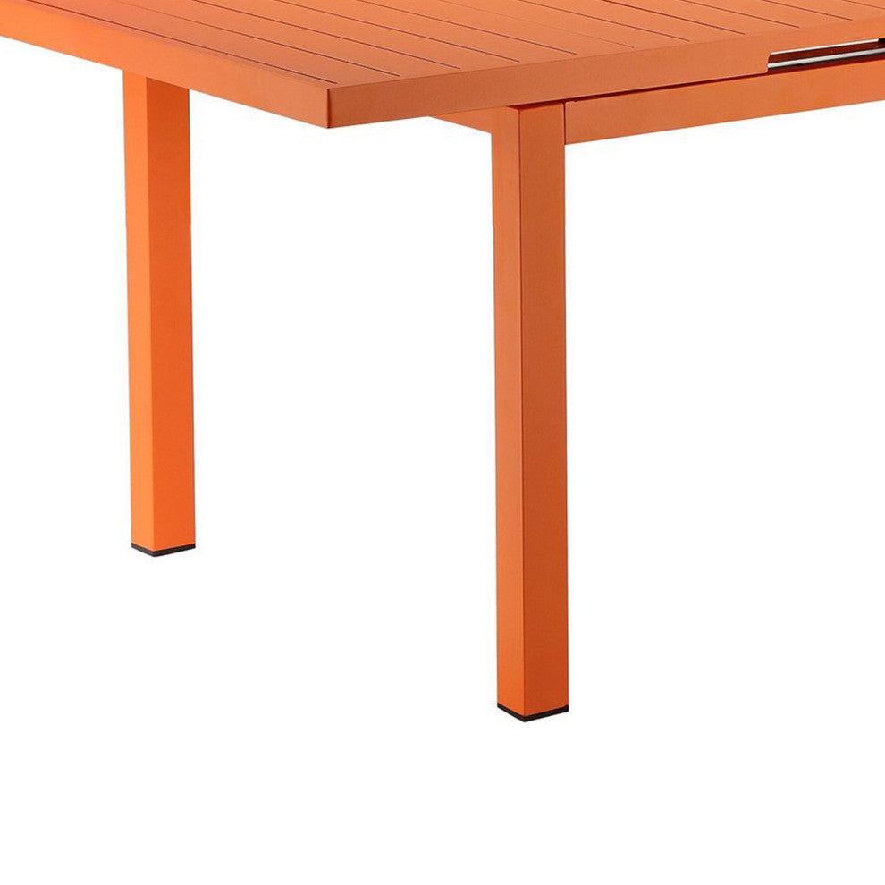 Benzara BM287738 Meta 95" Extendable Dining Table, Orange Aluminum Frame