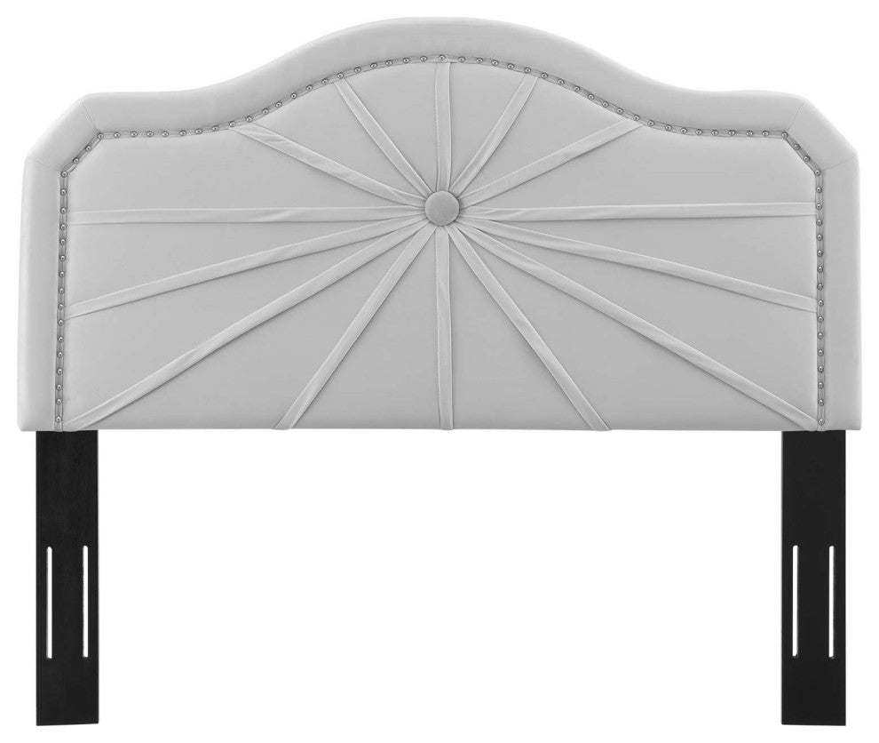 Headboard, King Size, Velvet, Light Gray, Modern Contemporary, Bedroom