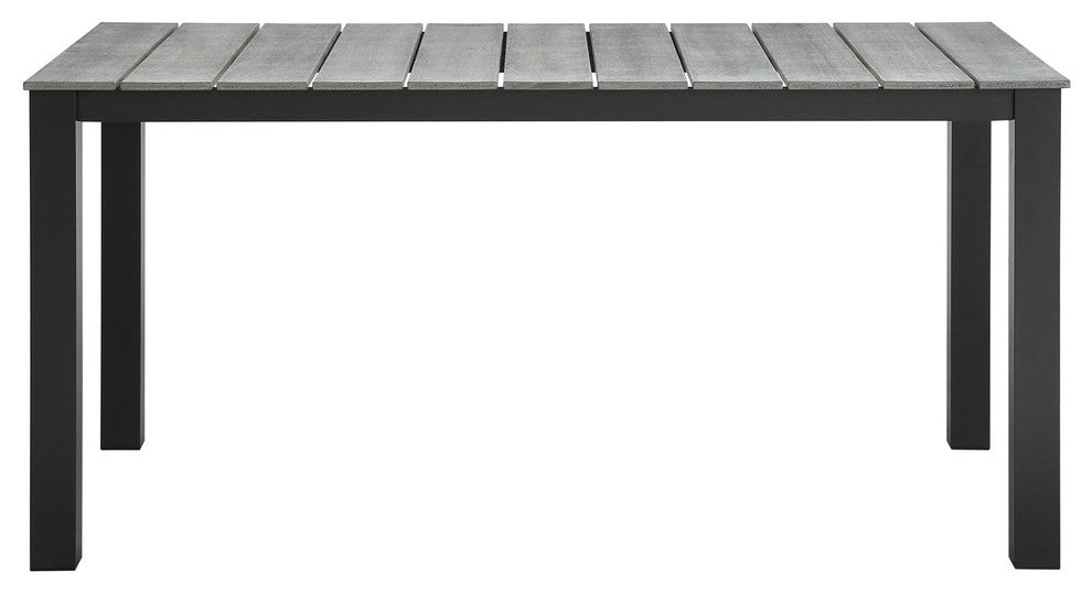 Modern Urban Contemporary Outdoor Patio Dining Table, Brown Gray Steel