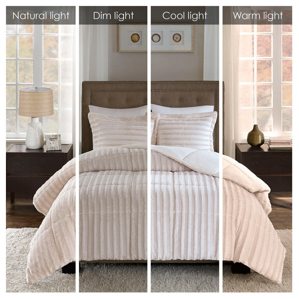Madison Park Duke Dux Faux Fur 3-Piece Comforter Mini Set