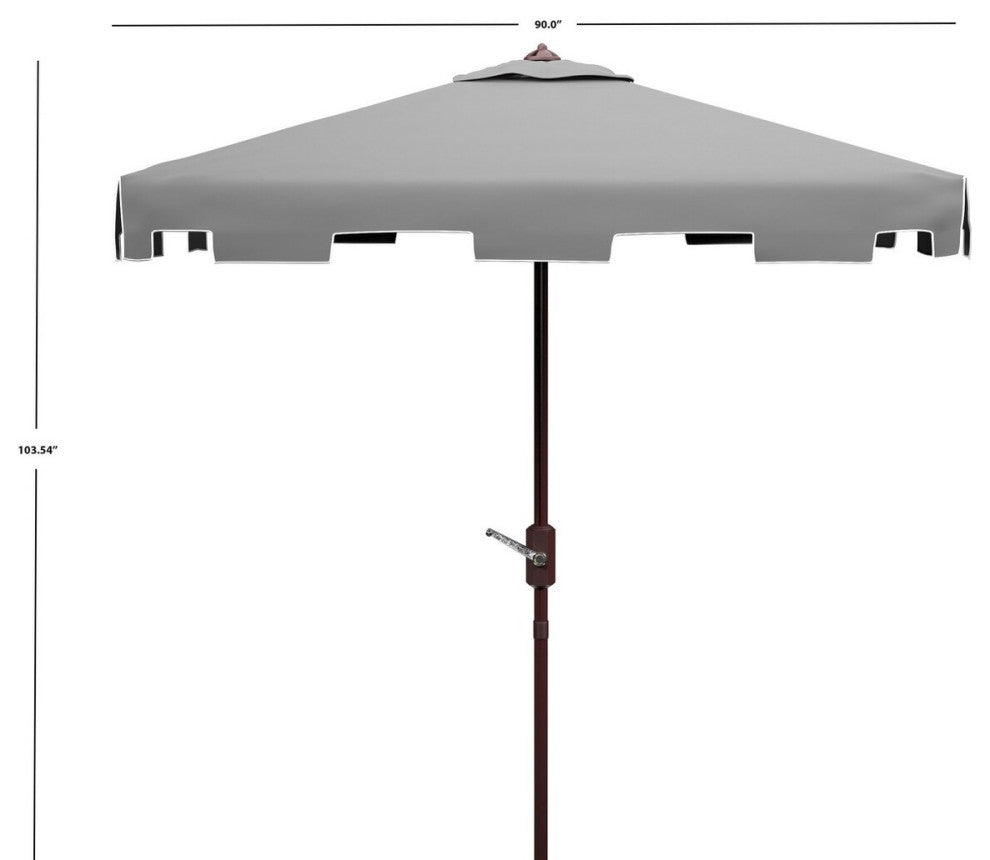 Safavieh Zimmerman 7.5' Square Market Umbrella, Grey / White