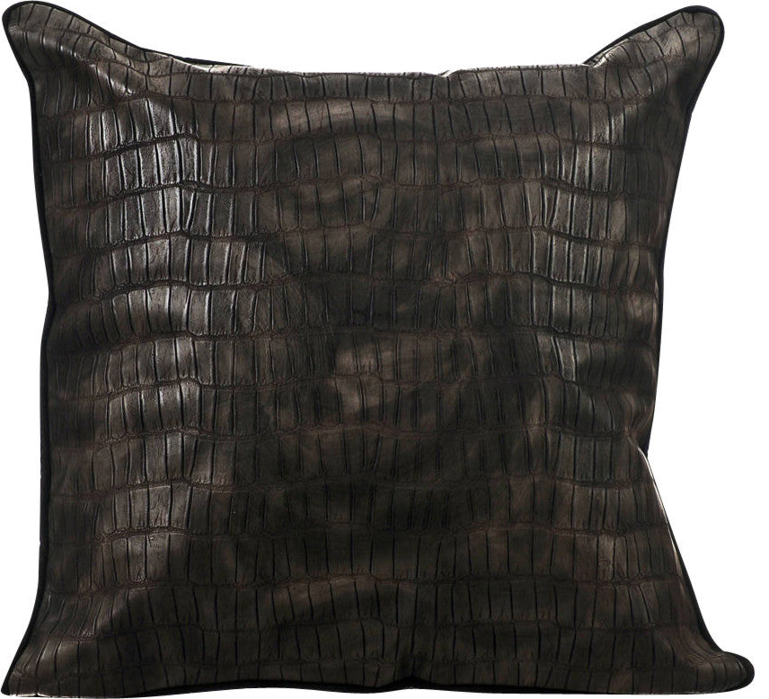 Black Decorative Euro shams 26"x26" Faux Leather, Paved Black