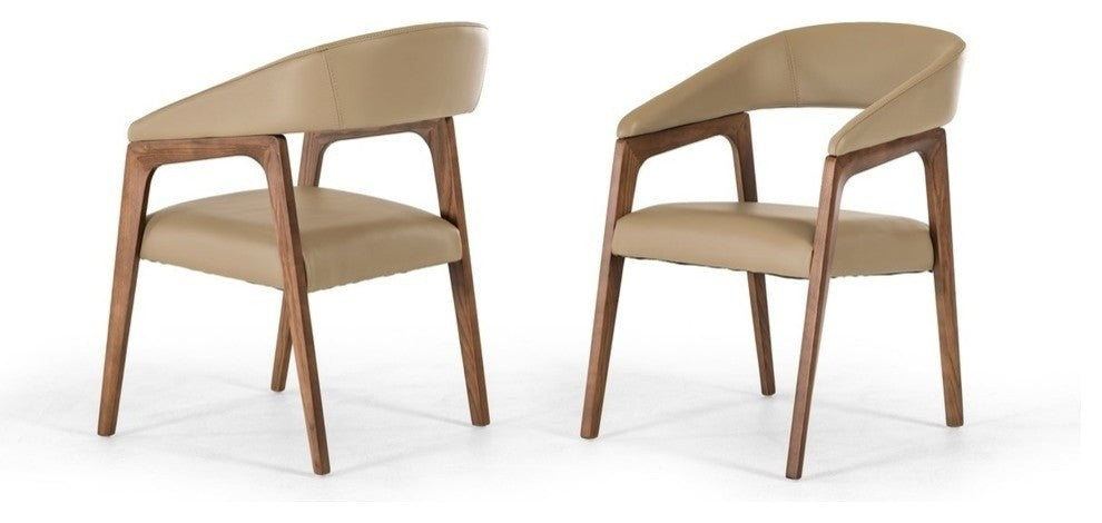 Modrest Clive Modern Taupe and Walnut Dining Chair