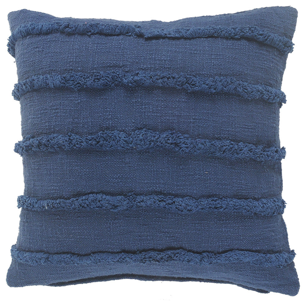 Overtufted Solid Throw Pillow, Deep Blue