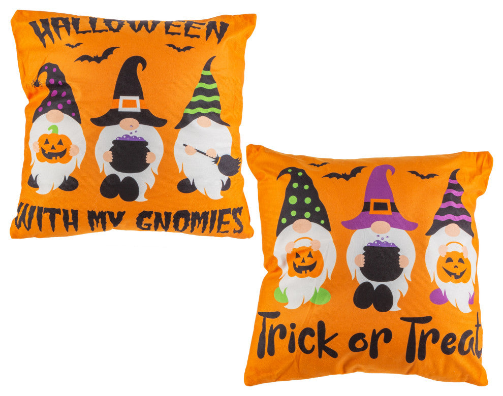 Set of 2, 16" Fabric Halloween Gnome Pillow