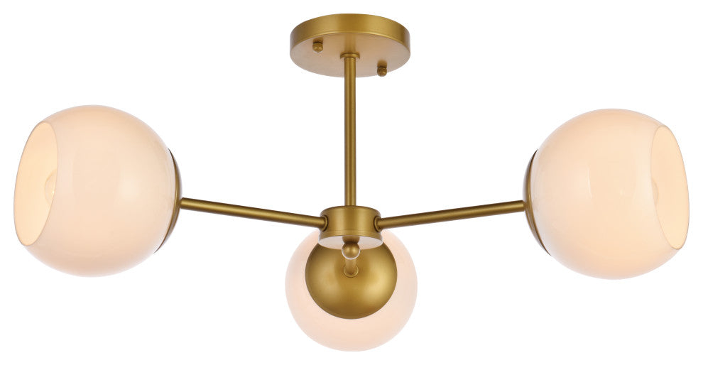 Brooke 26" Flush Mount, Brass With White Shade